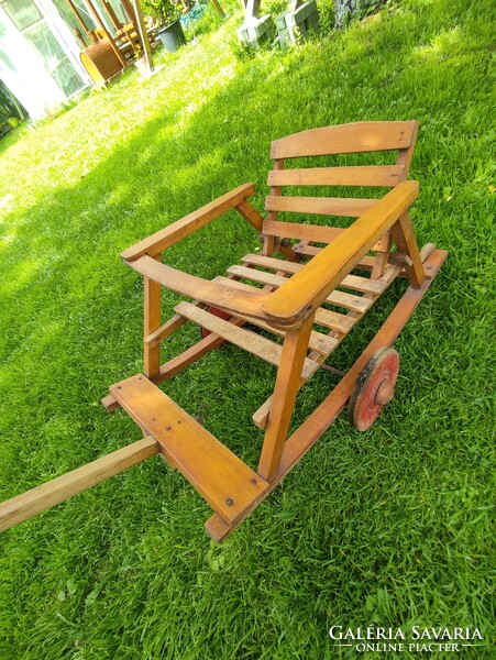 Antique wooden pull cart