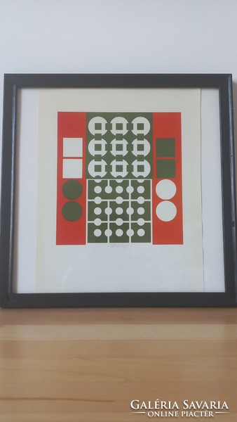 Vasarely print, signed.