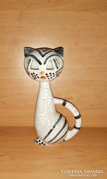Gorka Lívia Iparművészeti kerámia cica macska figura - 22 cm