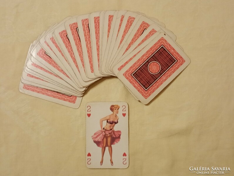 Card French pin up girl 1 incomplete deck of drawn cards to replace retro red