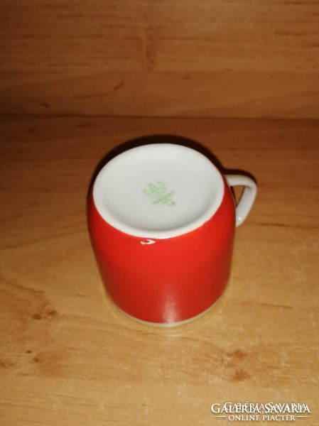 Hollóházi piros porcelán kávés csésze (10/K)