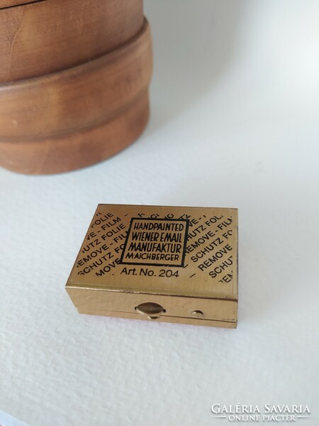 Vintage enameled gilt hand painted blush box (wiener enamel)