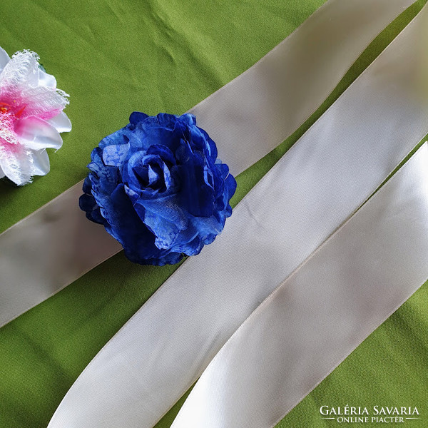 Wedding belt 16 - 10 cm royal blue floral bridal belt