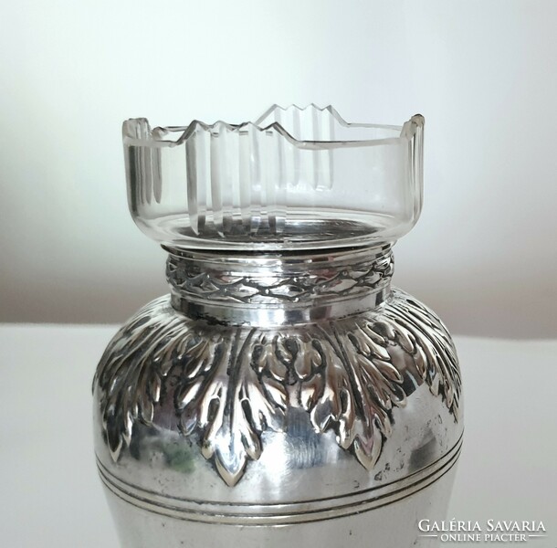 Art Nouveau, silver-plated moritz hacker vase, with original glass insert