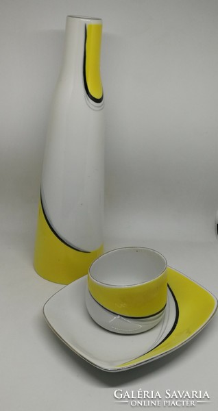 Hölóháza porcelain art deco yellow white black set!