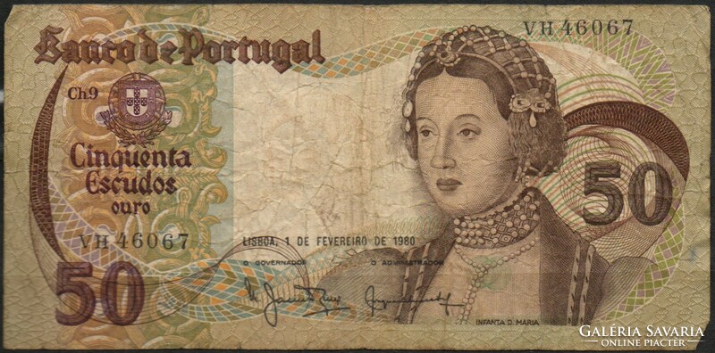 D - 210 -  Külföldi bankjegyek: Portugália 1980  50 escudos