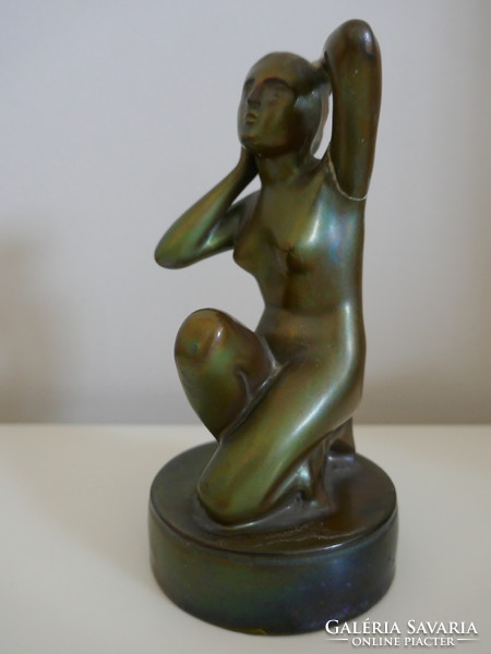 Antique Zsolnay eozin glazed porcelain female nude