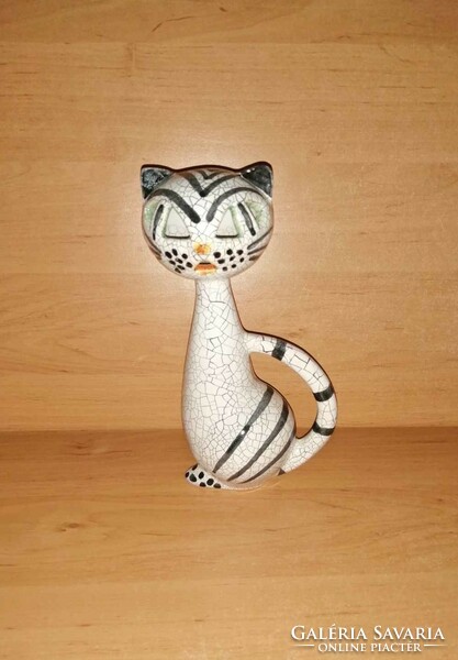 Gorka Lívia applied art ceramic cat figurine - 22 cm