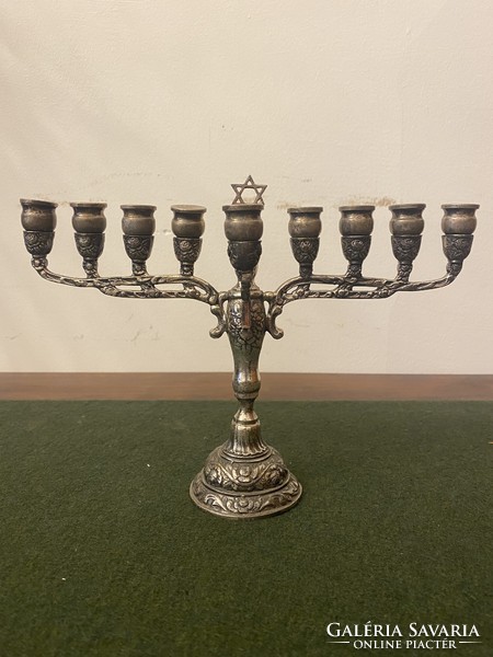 Hanukkah menorah in silver