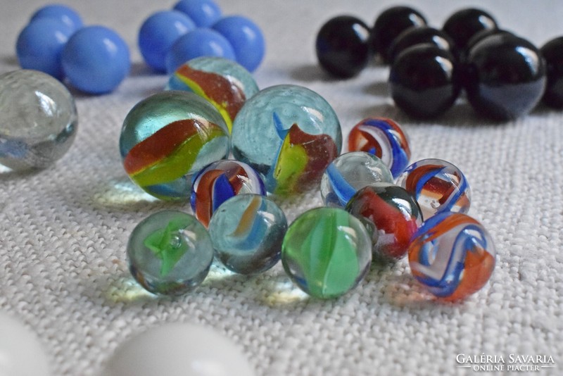Glass balls, old game, several colors, ~ 70 pcs.