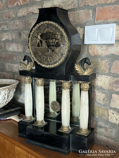 Antique column table clock