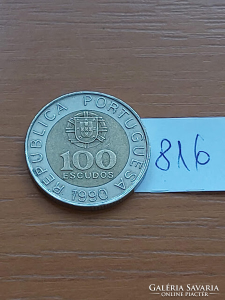 Portugal 100 escudos 1990 incm pedro nunes, bimetal 816
