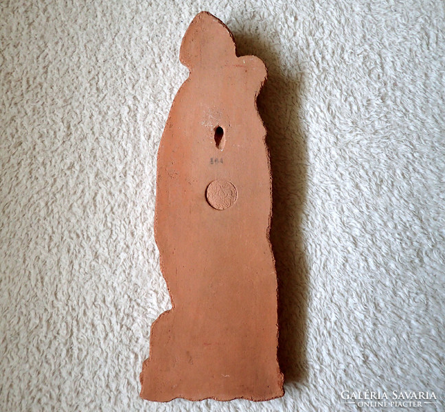 Saint-Denis of Paris marked circle-stamped serially numbered ceramic terracotta wall decoration figure statue