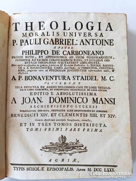 THEOLOGIA MORALIS UNIVERSA 1780