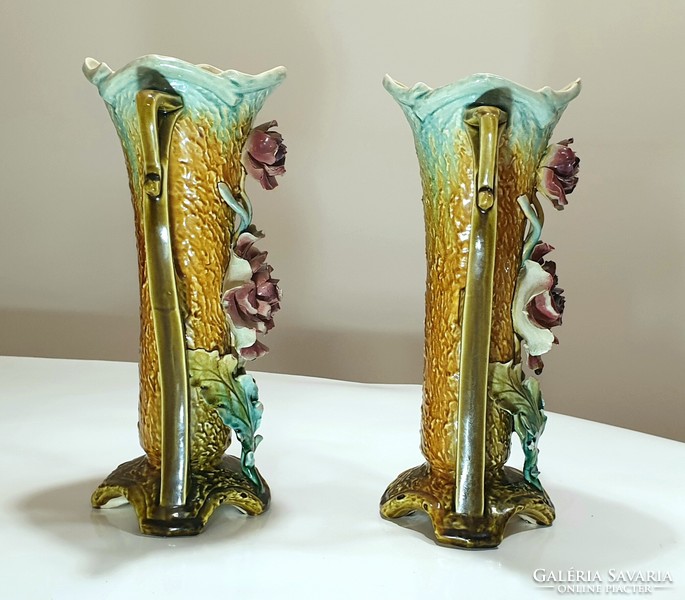 Pair of large French Art Nouveau ceramic vases