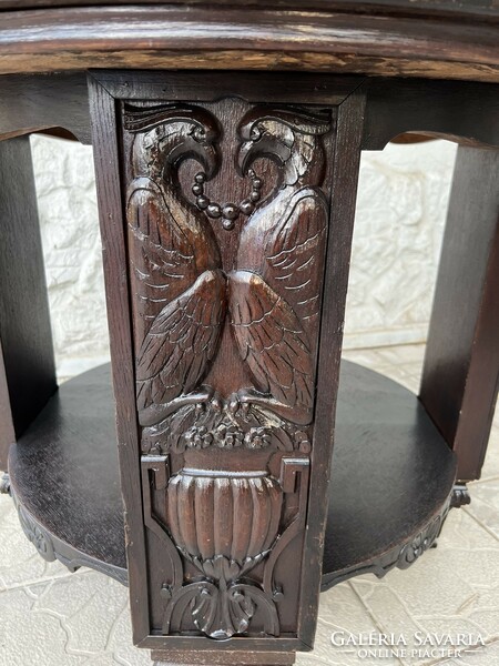 Antique unique carved Transylvanian salon/card table from the xx. From the beginning of the century