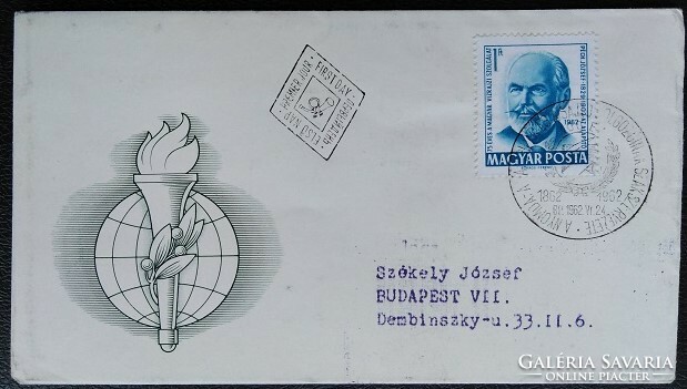 FF1927 / 1962 Péch József bélyeg FDC-n futott