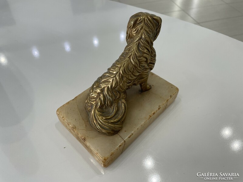 Antique letter holder bronze copper dog table decoration business name holder statue figure table decoration