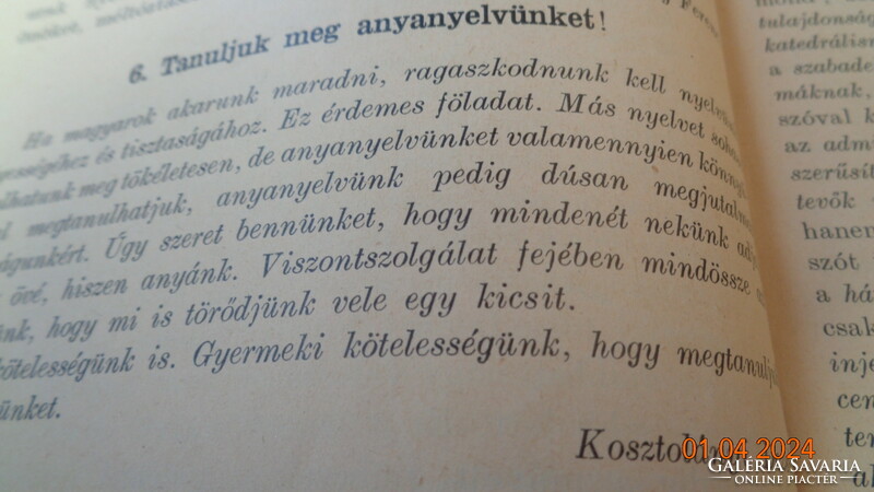 Magyar nyelvi Olvasókönyv 1938  szerk . Nagy Béla  90 lapon