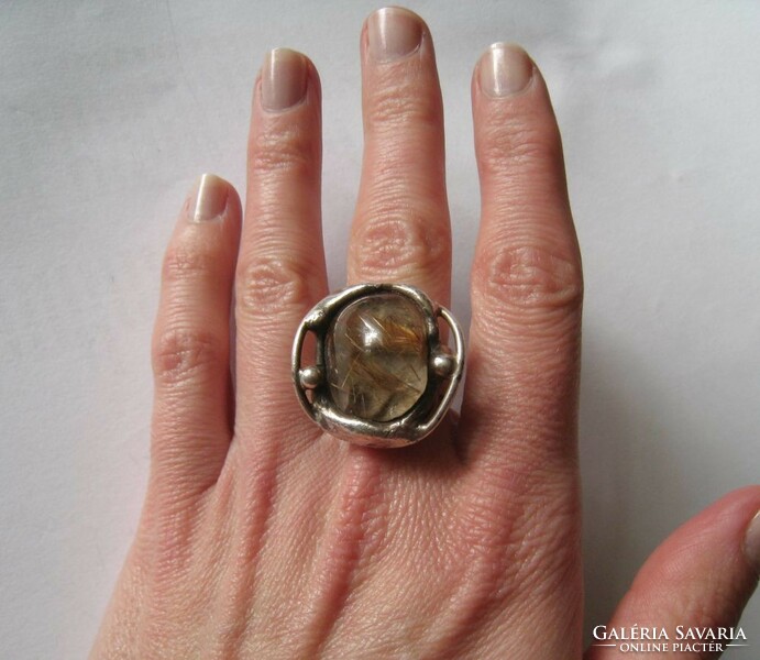 Smykkesmeden, dán design brutalista gyűrű - ezüstözött, vintage