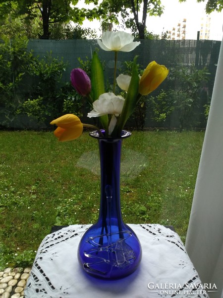 Fantastic blue artistic glass vase