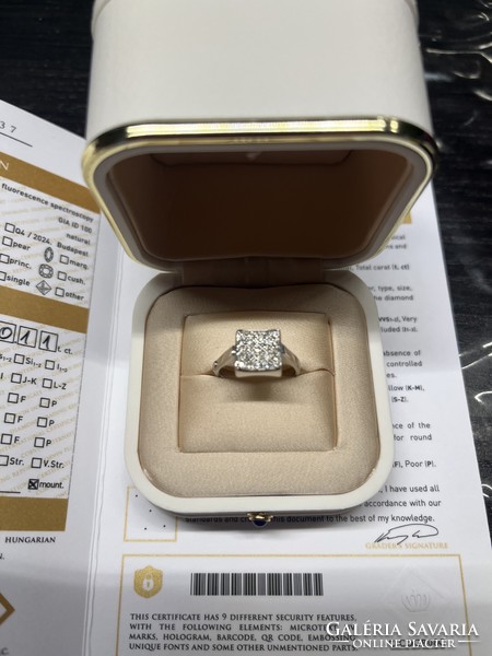 18k fehérarany gyűrű, 0.11ct gyémánttal, Certifikáttal