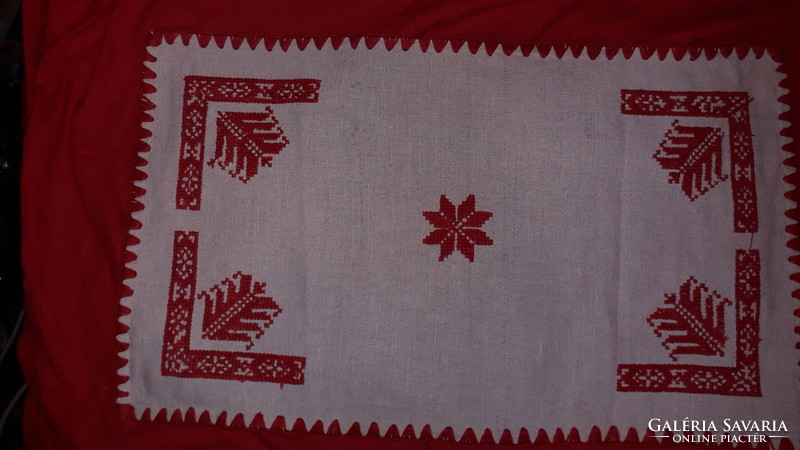 Beautiful antique snow-fleece Christmas tree pattern rectangle embroidered woven 29 x 50 cm as shown in the pictures