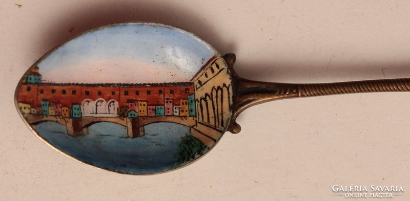 Florentine souvenir enamel spoon - city view: ponte vecchio