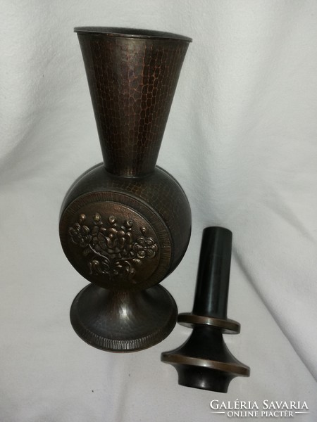 Károly Will's industrial art bronze vase with a lid