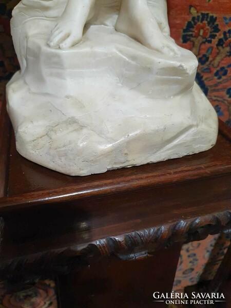 Signed large marble statue, can be turned into a lamp. Unfortunately, I can't read your signature.