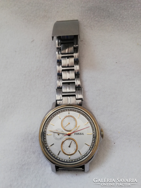Fossil gold-steel women's chronograph watch with swarovski stones