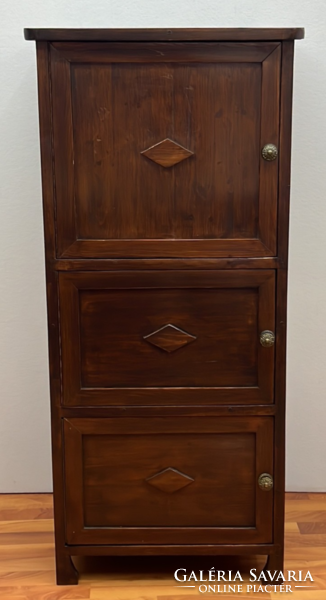 Rustic antique-style 3-door shelf cabinet
