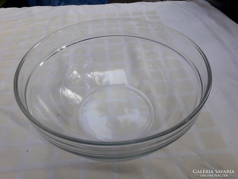 Large deep glass salad or mixing bowl flawless 30x18cm.