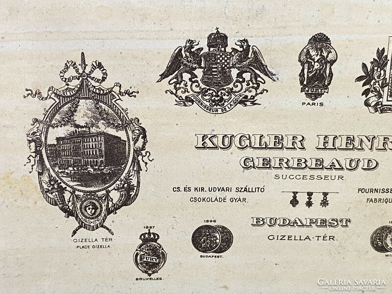 Szép állapotú 1890-1910 körüli GERBEAUD Kugler Henrik fémdoboz