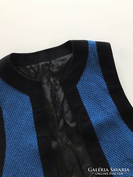 Blue women's waistcoat with velvet details
