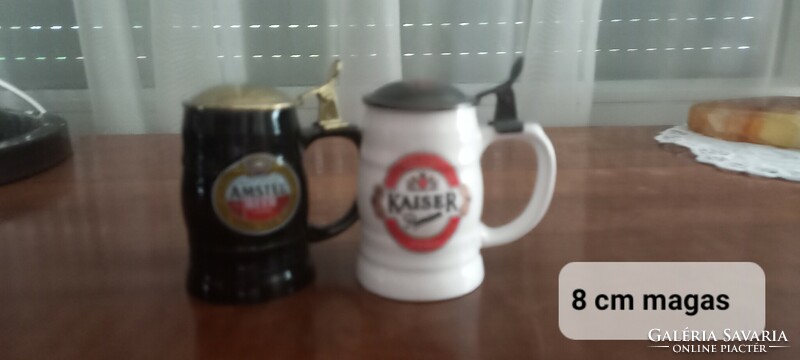2 Mini mugs with lids Amstel-Kaiser black and white