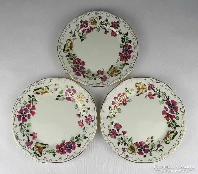 1Q993 butterfly butter colored zsolnay cake plate 3 pieces