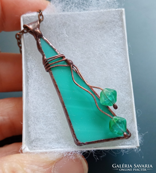Special handcrafted glass jewelry, turquoise pendant