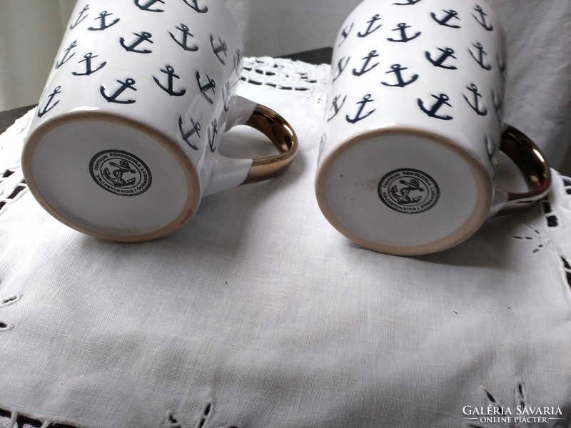 New anchor decorated glazed ceramic mugs
