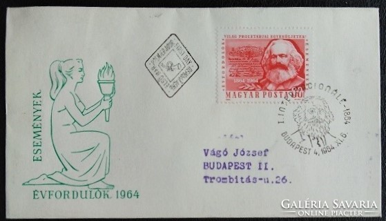 FF2127 / 1964 Marx Károly bélyeg FDC-n futott