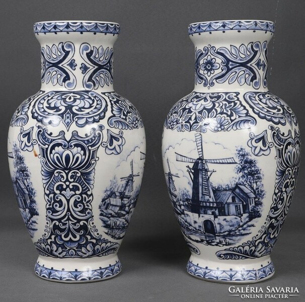 Pair of antique delft Dutch vases