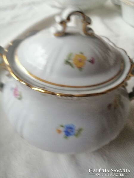 Zsolnay antique baroque sugar bowl with scattered flowers