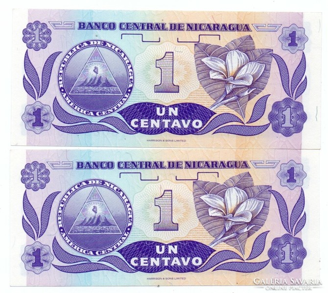 1  Centavo 2 db Sorszámkövető  Nicaragua