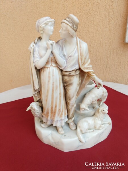 Antik Német szobor pár,életkép,,SAXONY,Altenburg,,cca,1900,,31 cm magas, Hibátlan,,