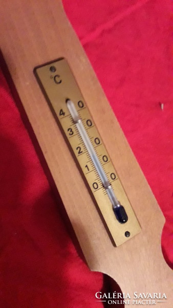 Old wall-mounted wooden thermometer and barometer ornament 40 cm according to the pictures