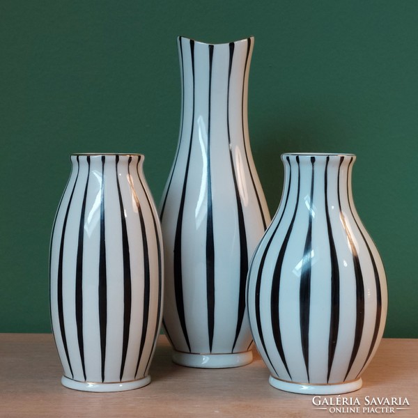 Sándor Koczor's rare collection of raven house striped vases