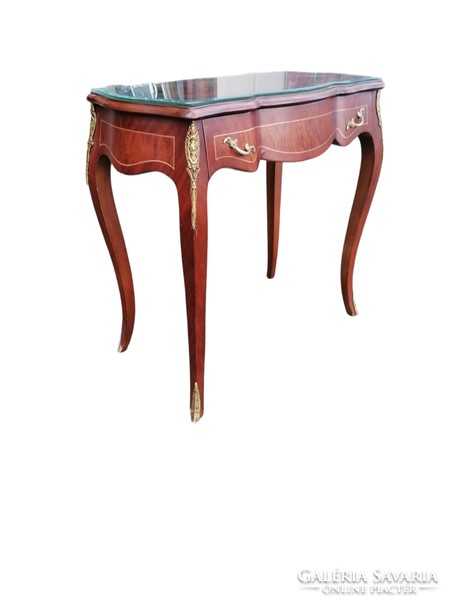 Baroque inlaid table with copper decoration, console table