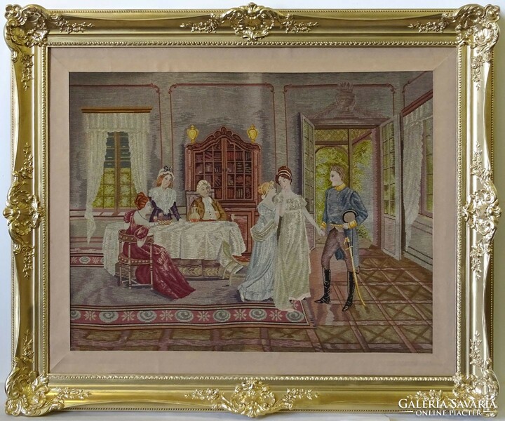 1Q139 huge tapestry in a gilded blondel frame 158 x 189 cm age xix no. It's over