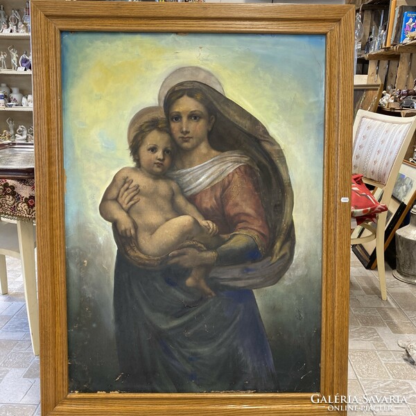 19. századi hatalmas Szűz Mária olajfestmény