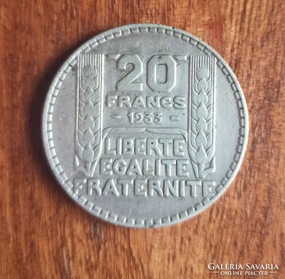 Franciaország 20 Francs1933 Ezüst (20 gr/0,680/30 mm)